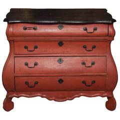 Used Continental Painted Bombe-Form Chest of Drawers