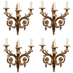 Antique Monumental Pair Of French Wall Sconces