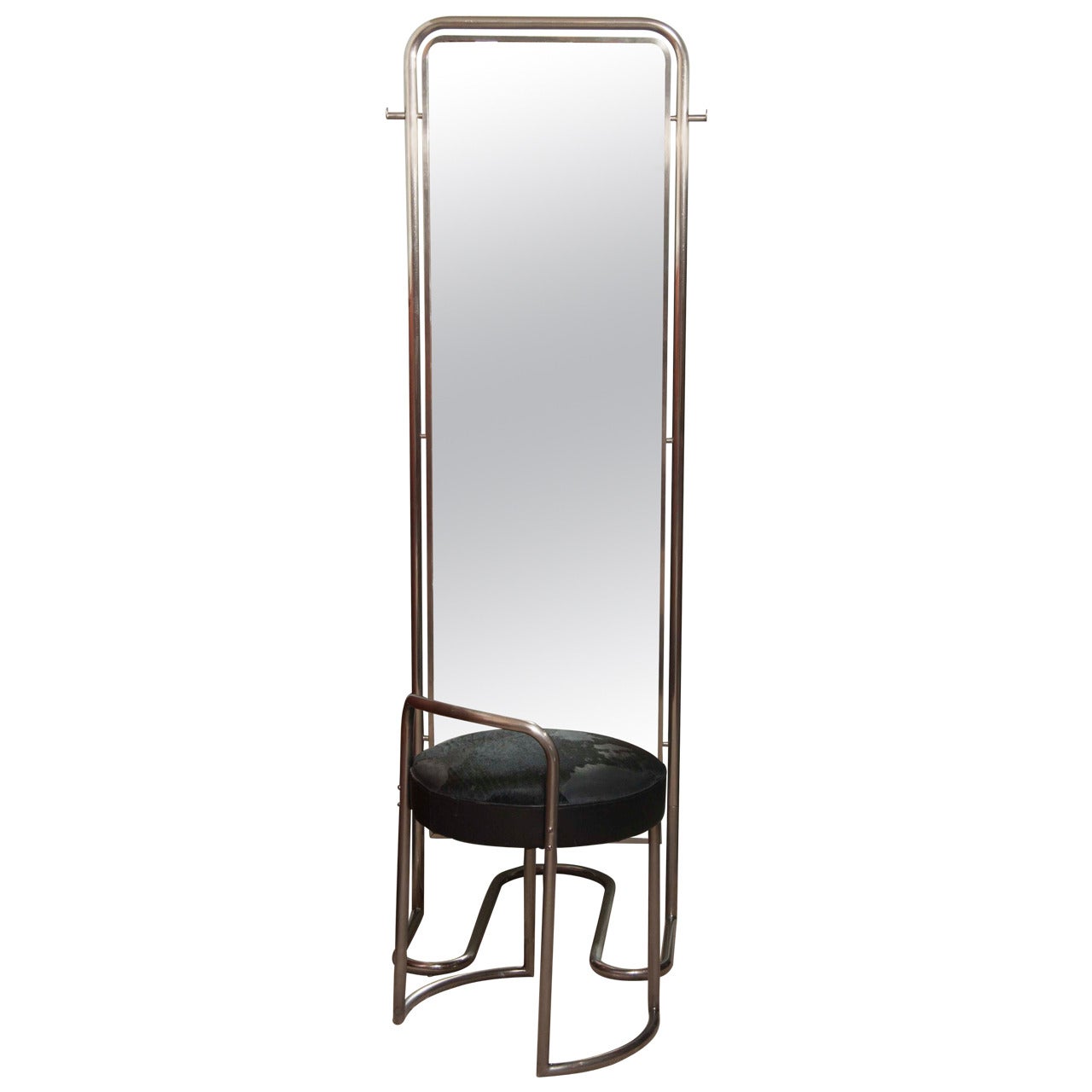 Art Deco Dressing Room Mirror and Stool by Louis Sognot