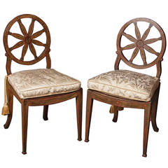 Antique Pair of Wheel-Back Painted Side Chairs