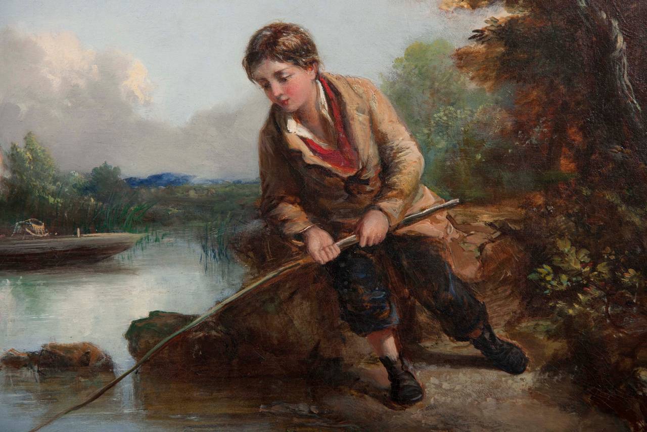 man fishing painting