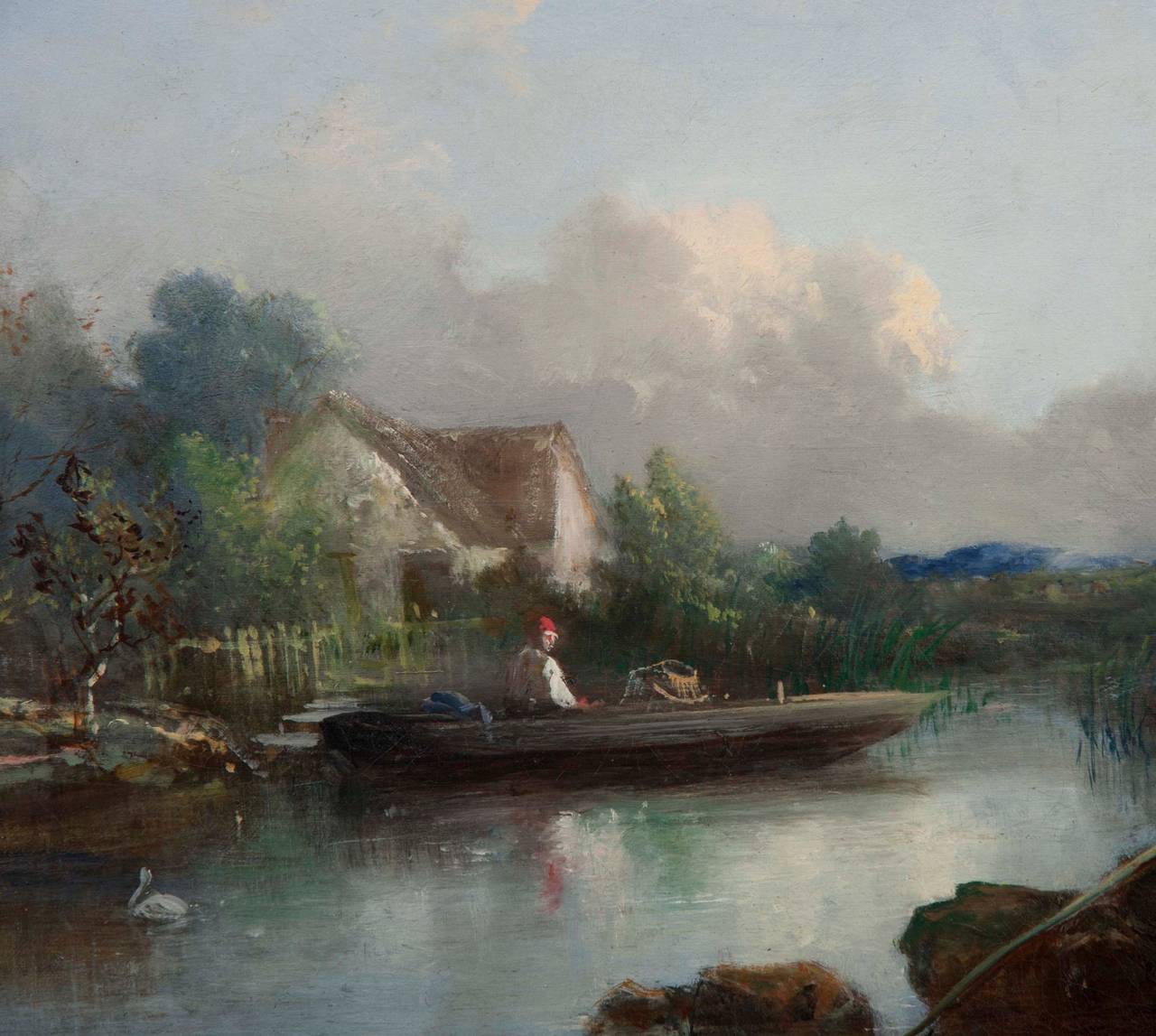 painting of man fishing