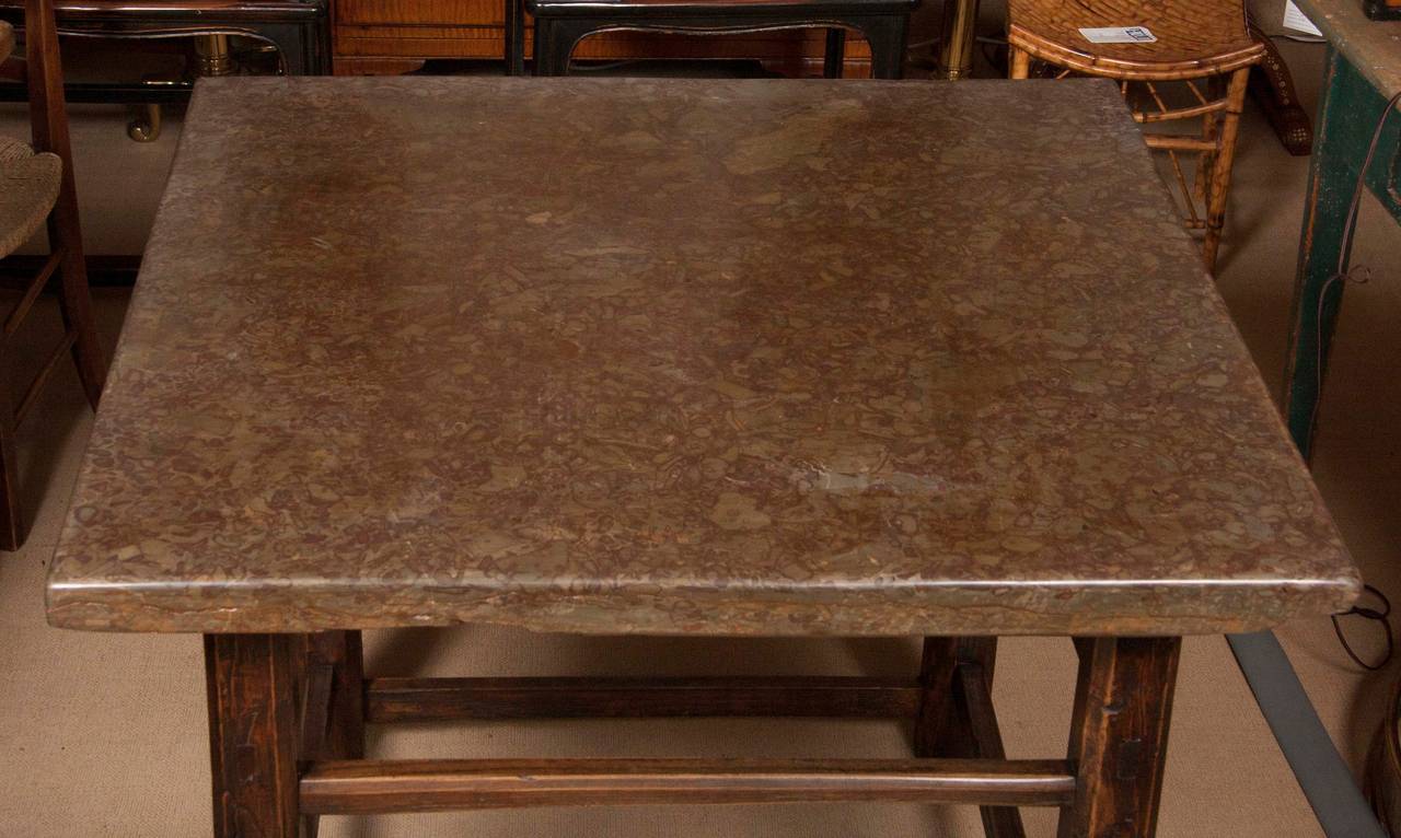 Square Stone-Topped Elmwood Table 1