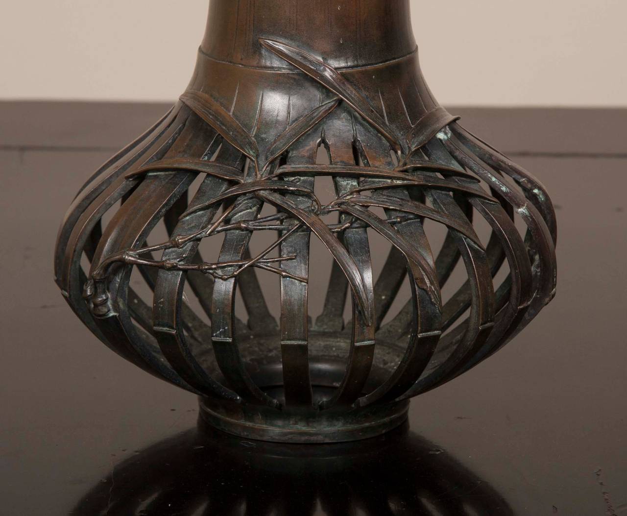 Cast Japanese Meiji Period Bronze Vase