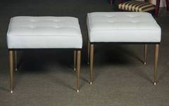 Pair of Italian Modern Benches with Brass Tapered Legs