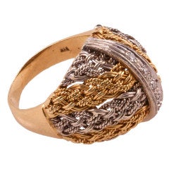 White & Yellow Gold Diamond Dome Ring 5