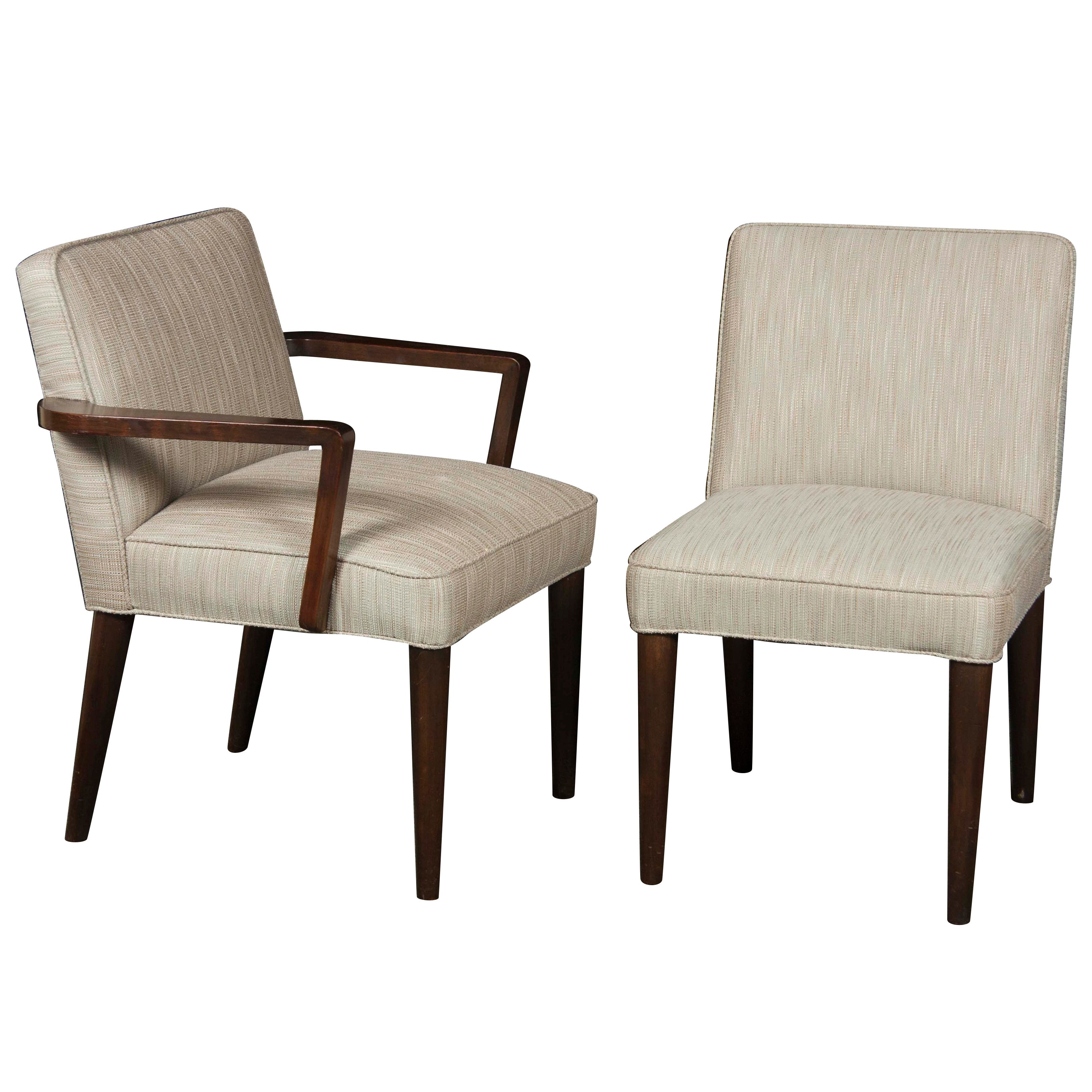 Set of 12 Upholsted Back Mid-Century Modern Dining Chairs