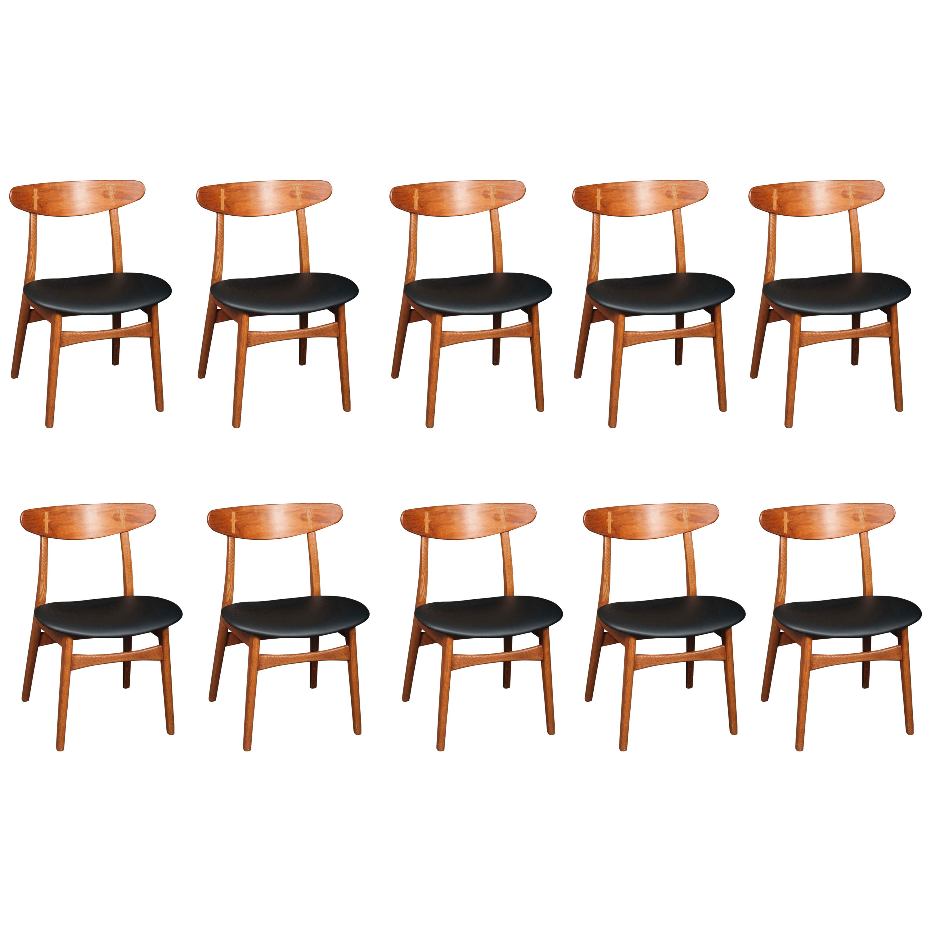 Set of Ten Hans Wegner Model CH 30 Chairs