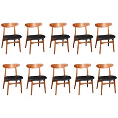 Set of Ten Hans Wegner Model CH 30 Chairs