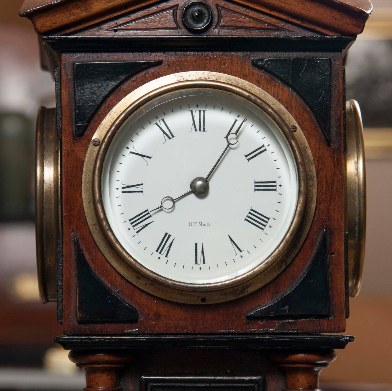 19th Century Walnut 4 Dial Tower Table Clock by Patent, Blumberg & Co, Ltd., Paris & London For Sale