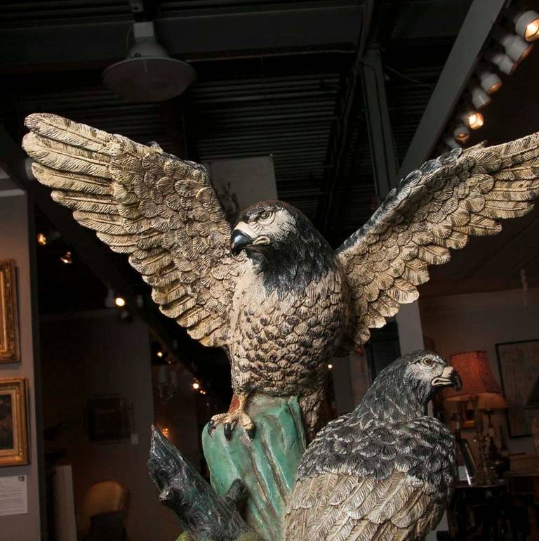 Monumental Size Limited Edition Bronze Sculpture of Falcons In Good Condition In Stamford, CT