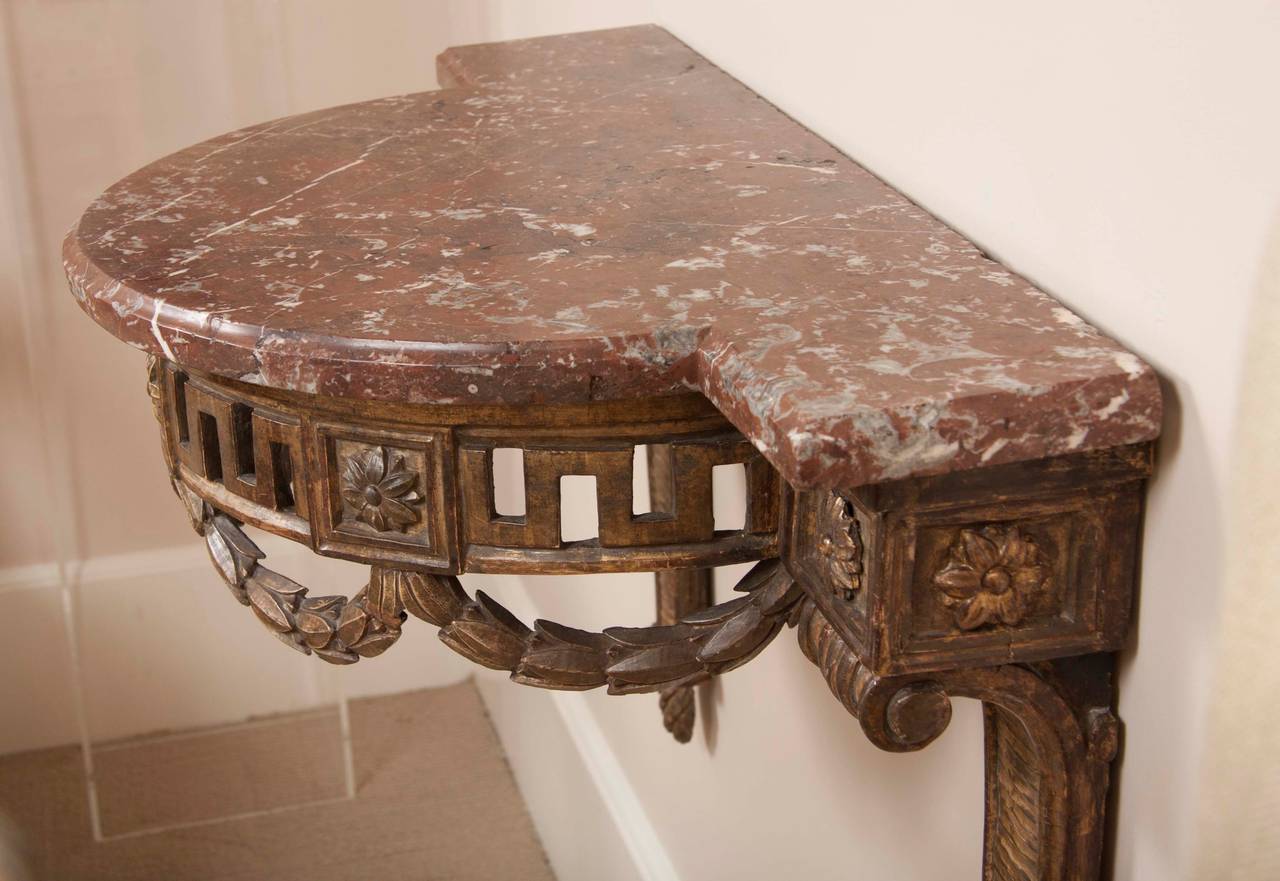 Gilt Louis XVI Period Wall-Mounted Console