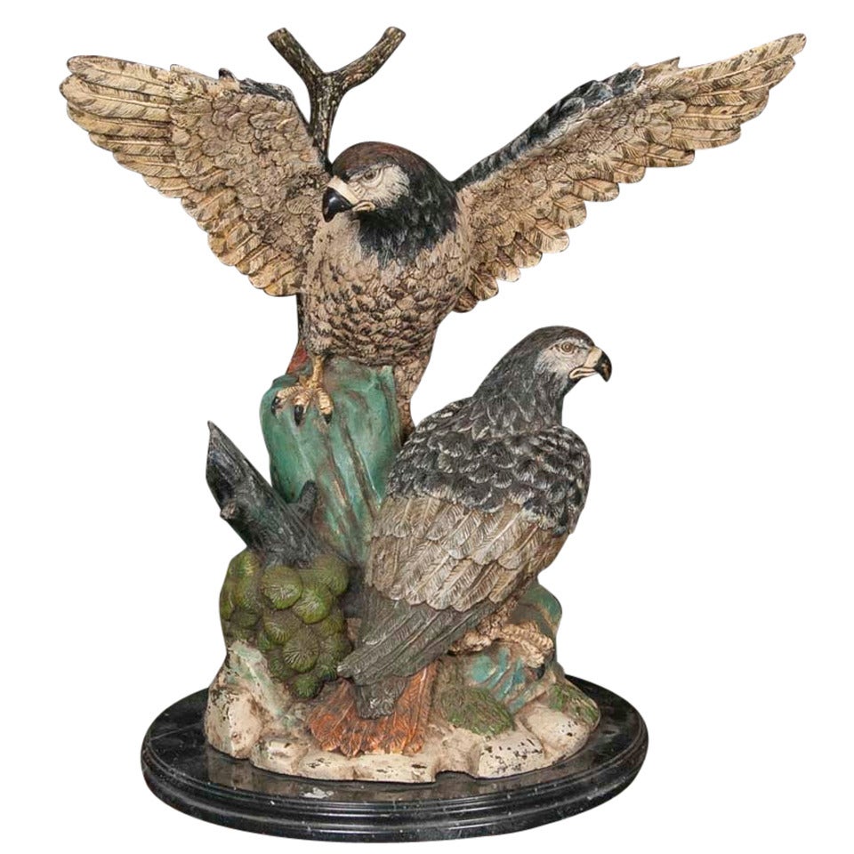 Monumental Size Limited Edition Bronze Sculpture of Falcons