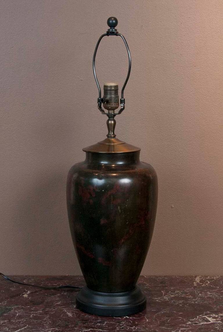A Japanese bronze lamp with beautiful patination.