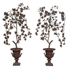 Pair of Ornamental Expressions of Grape Leaves