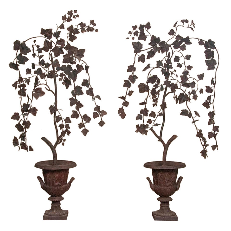 Pair of Ornamental Expressions of Grape Leaves