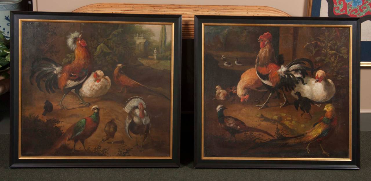 Pair of Late 19th-Early 20th Century "Barnyard" Paintings