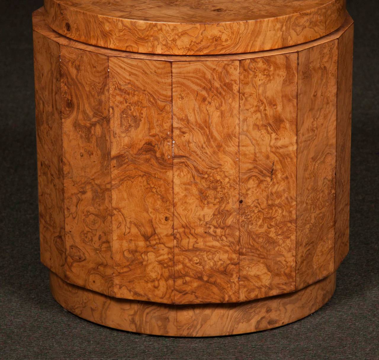 Burl Olive Wood Glass Top Table by Edward Wormley for Dunbar # 6302G In Excellent Condition For Sale In Stamford, CT