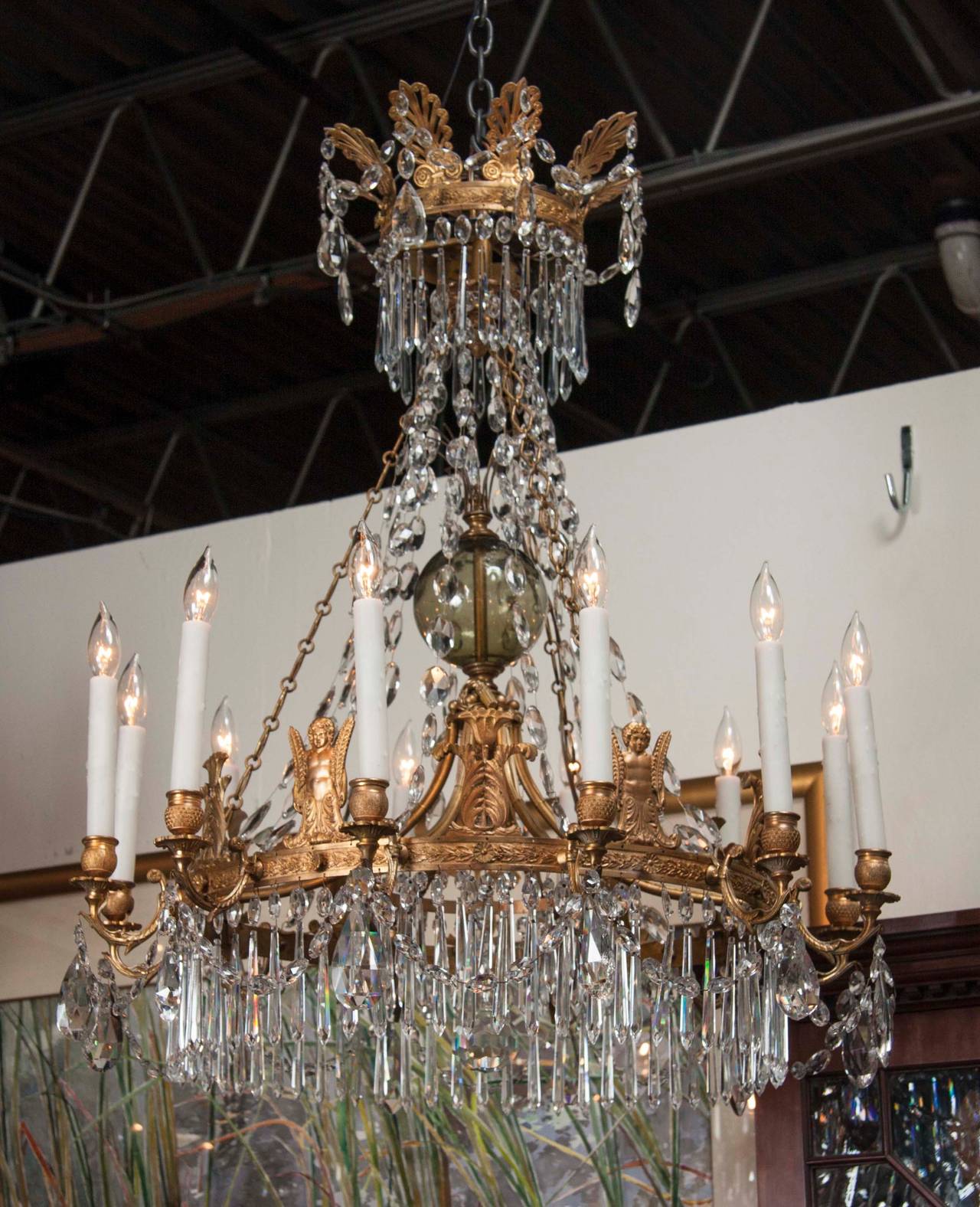 Russian Neoclassical Empire Twelve-Light Chandelier In Excellent Condition In Stamford, CT