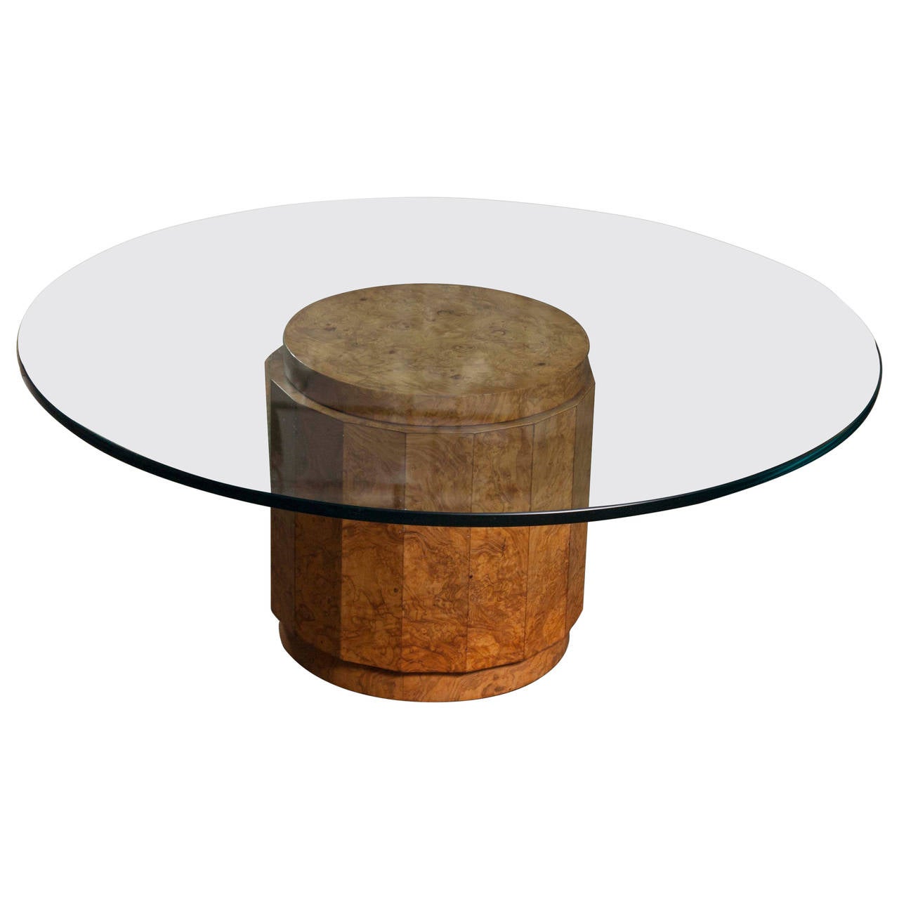 Oliver Wurzelholz-Tisch mit Glasplatte von Edward Wormley für Dunbar # 6302G