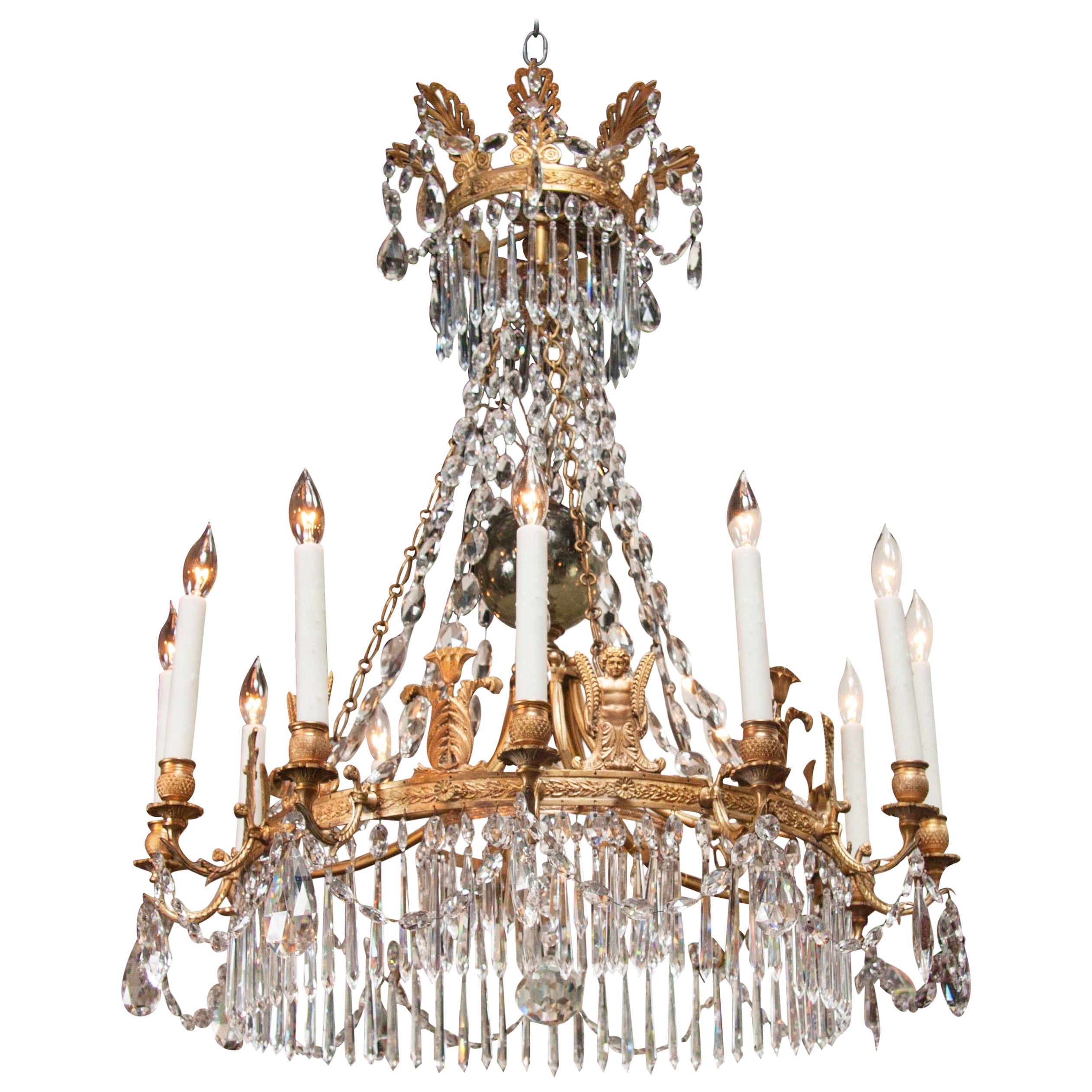 Russian Neoclassical Empire Twelve-Light Chandelier