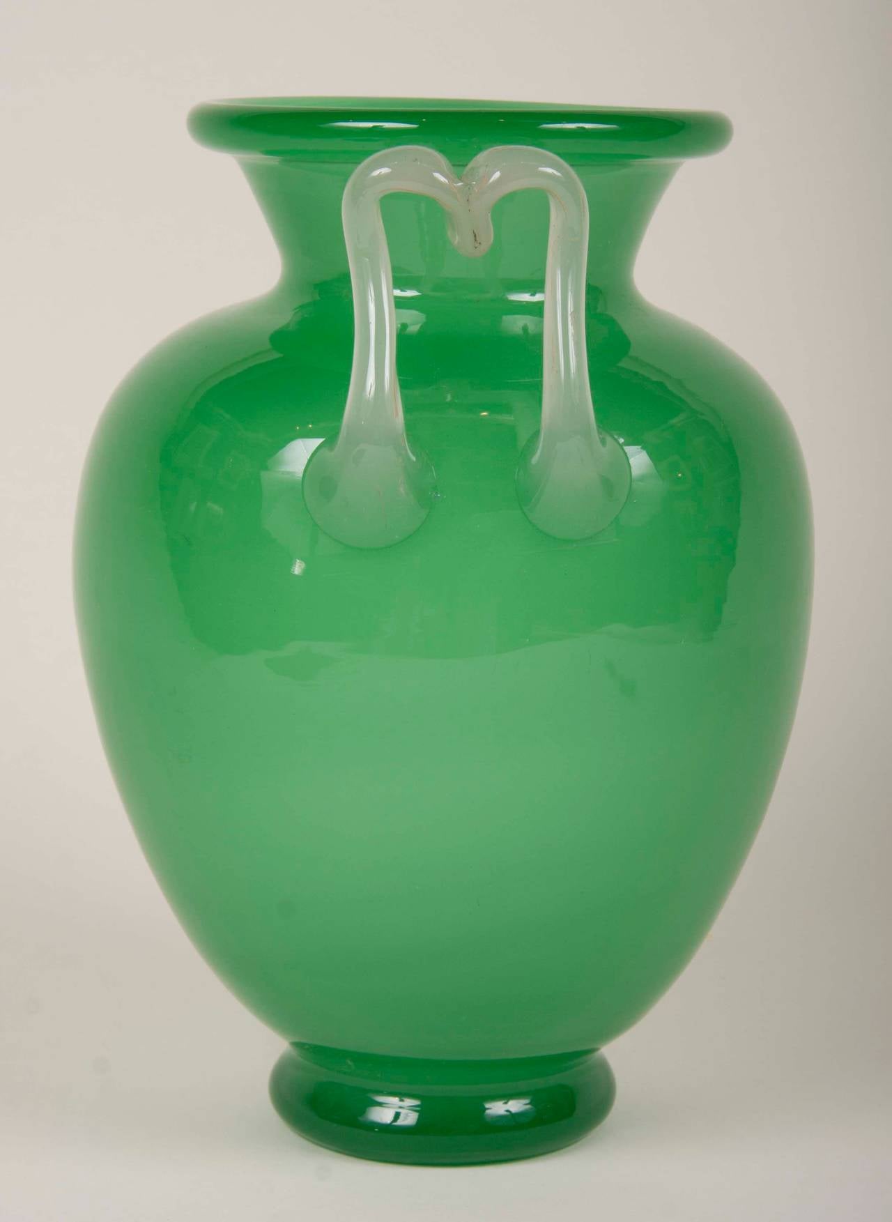 American Steuben Jade Green Glass Vase Signed F. Carder