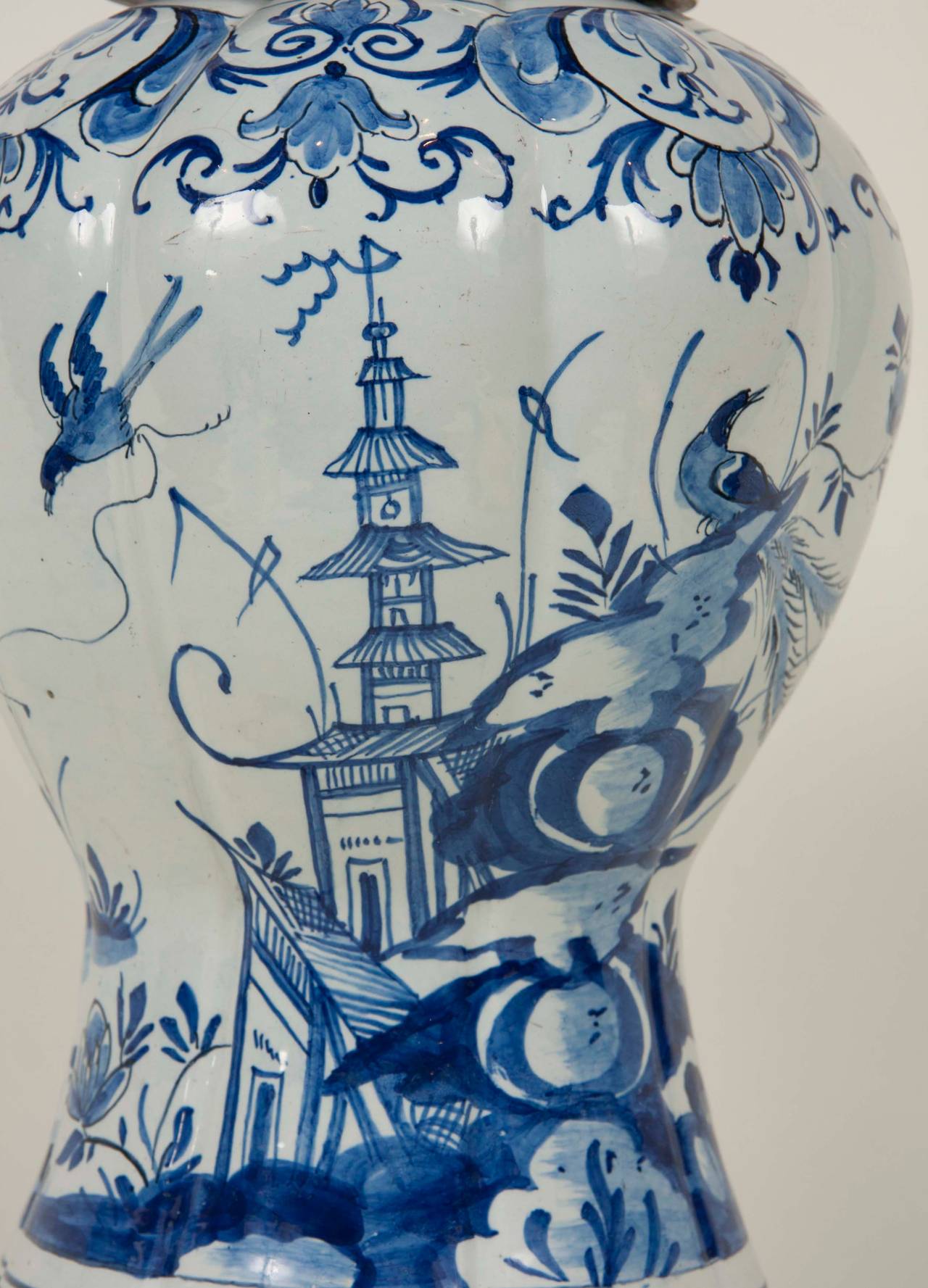 Late 19th Century 19th Century Delft Vase now a Lamp