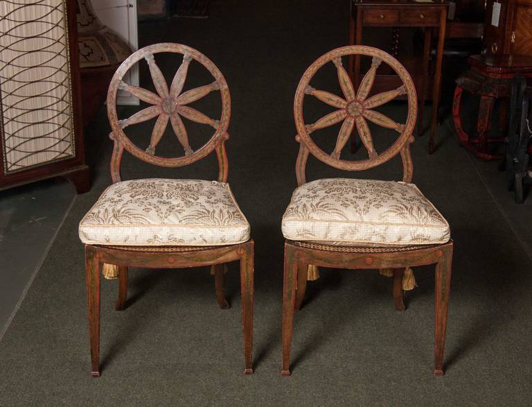 George III Pair of Wheel-Back Painted Side Chairs