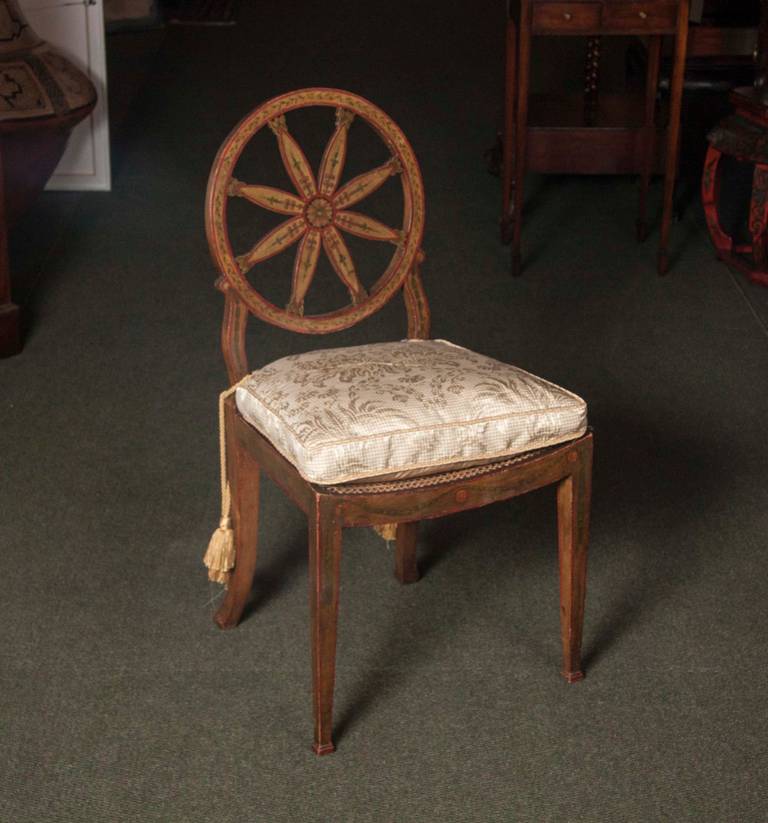 British Pair of Wheel-Back Painted Side Chairs