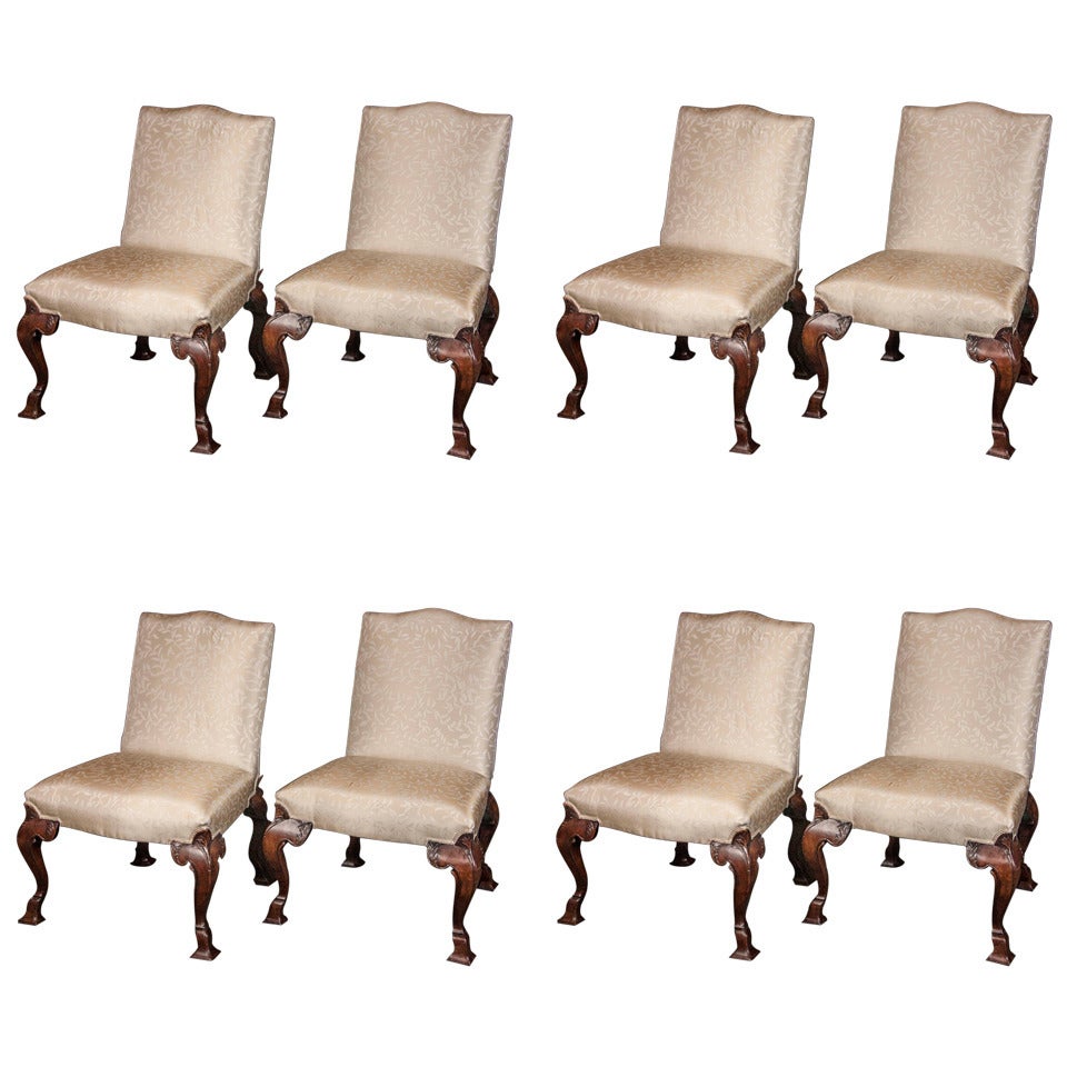 Set of Eight George II Walnut Dining Chairs For Sale