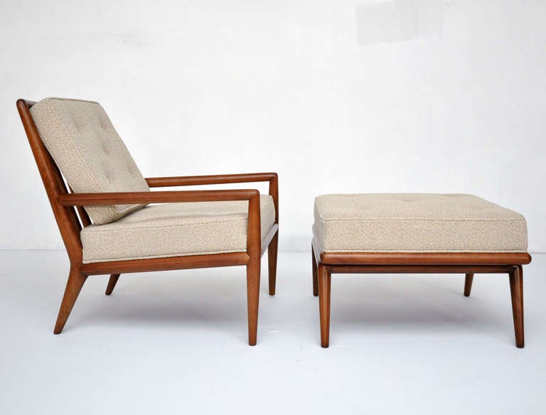 Wood T.H. Robsjohn Gibbings Lounge Chair with Ottoman