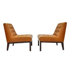 Leather Slipper Chairs by Edward Wormley for Dunbar