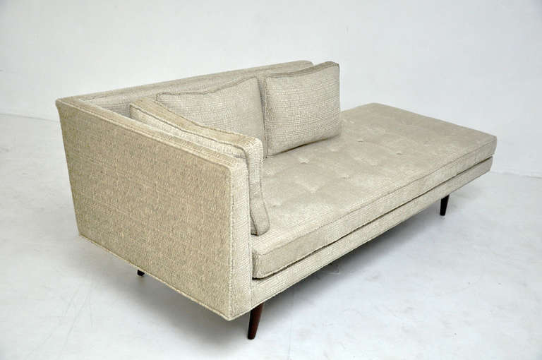 Right arm chaise model 5525 designed by Edward Wormley for Dunbar.  Fully restored.  Newly upholstered.