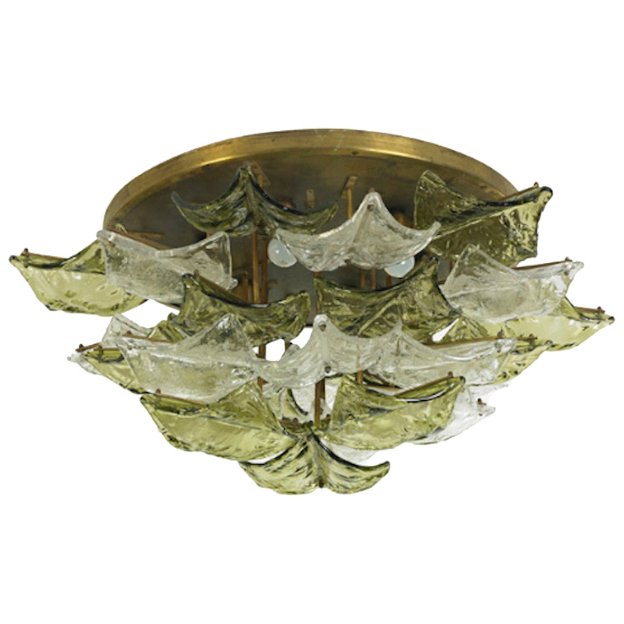 Italian Murano Glass Flush Mount Chandelier