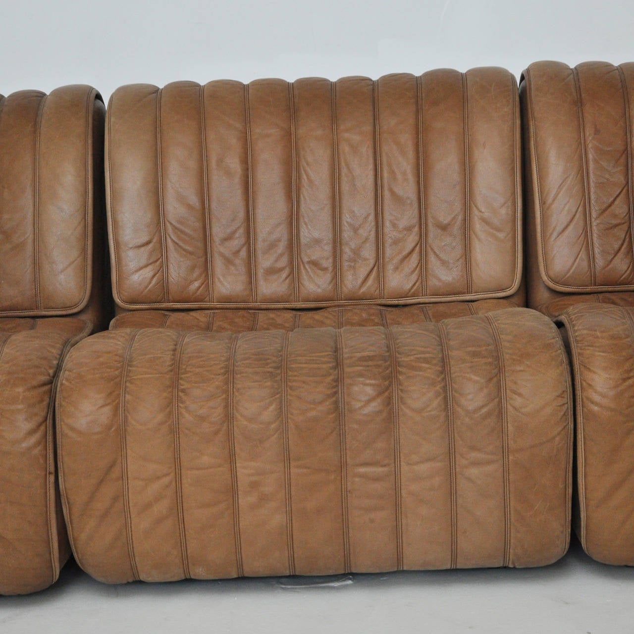 Swiss De Sede DS-22 Brown Leather Sofa