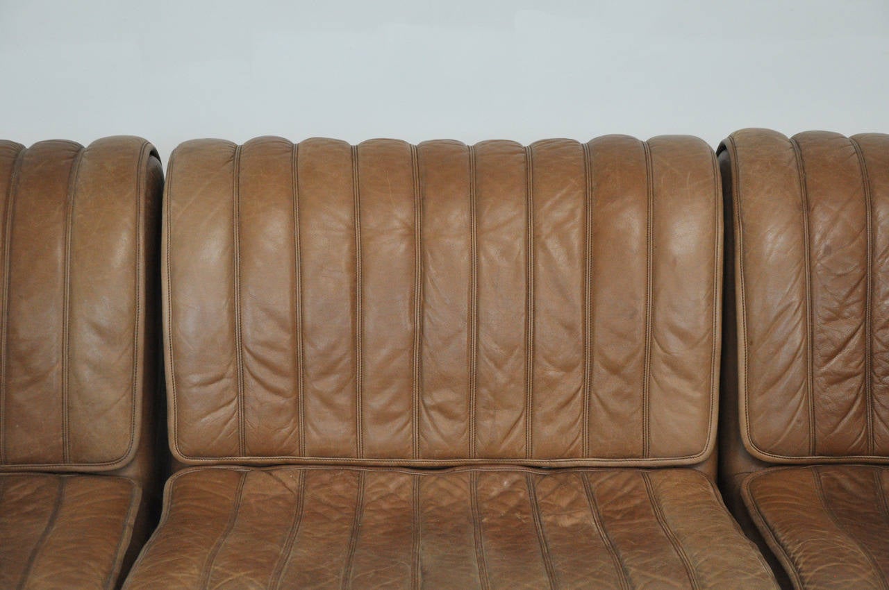 Mid-Century Modern De Sede DS-22 Brown Leather Sofa