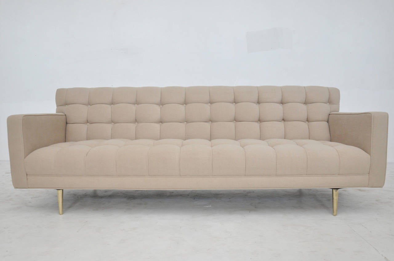 Dunbar sofa model 5136 by Edward Wormley. Fully restored. Brass legs. Newly upholstered in wool.