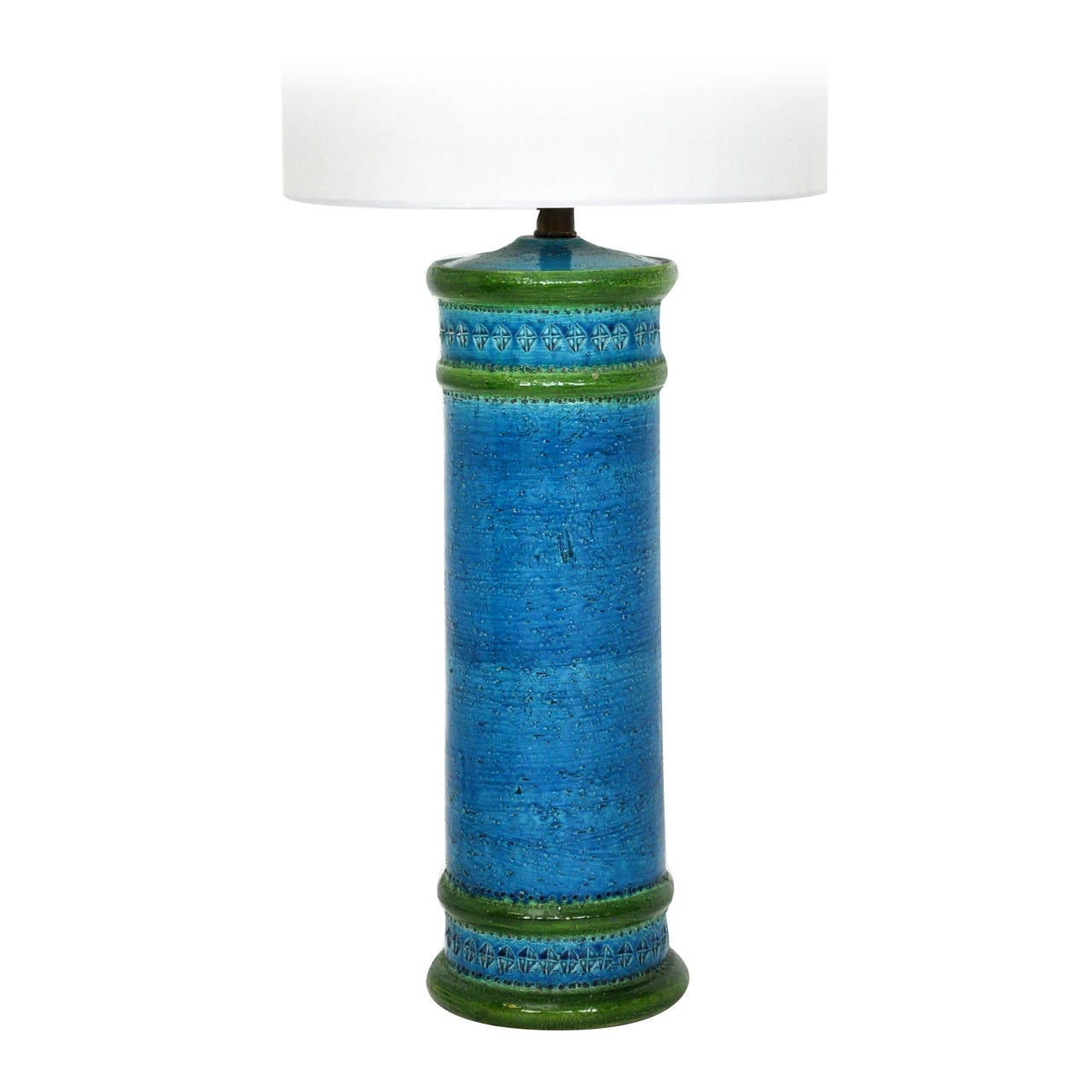 Italian Blue Green Ceramic Lamp by Bitossi for Raymor