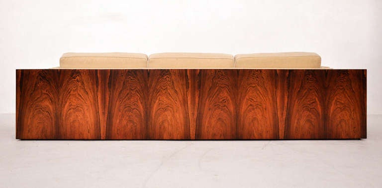 Mohair Monumental Rosewood Case Sofa by Milo Baughman