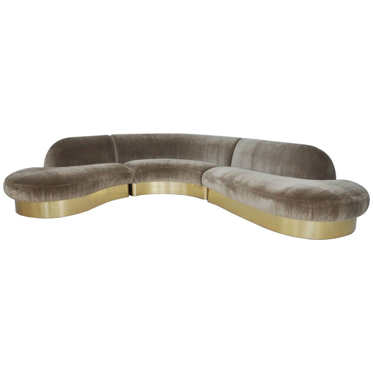 Gelijkmatig Distributie ontrouw Milo Baughman Brass Base Curved Sectional Sofa at 1stDibs | milo baughman  sofa curved, milo baughman curved sofa