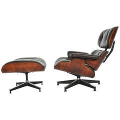 Rosewood Charles Eames Lounge Chair, Herman Miller, Dark Brown Leather