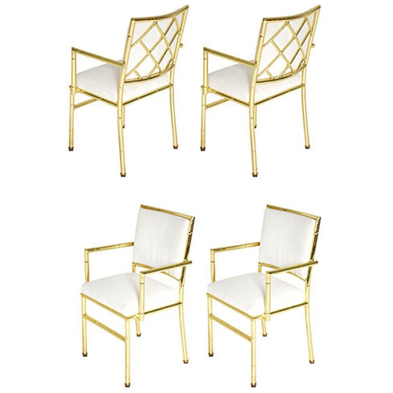Brass Bamboo Dining Chairs Set of 4