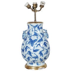19th Century Chinese Blue and White Vase, Now as a Lamp
