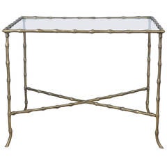 Vintage Brass Faux Bamboo Coffee Table