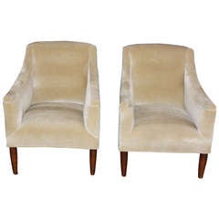 Vintage Pair of Early 1940
s Modern   American Mohair Armchairs