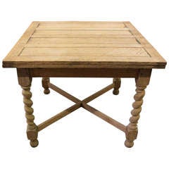 English Oak Refractory Table with Barley Twist Legs Late 19th Century-Early 20th Century