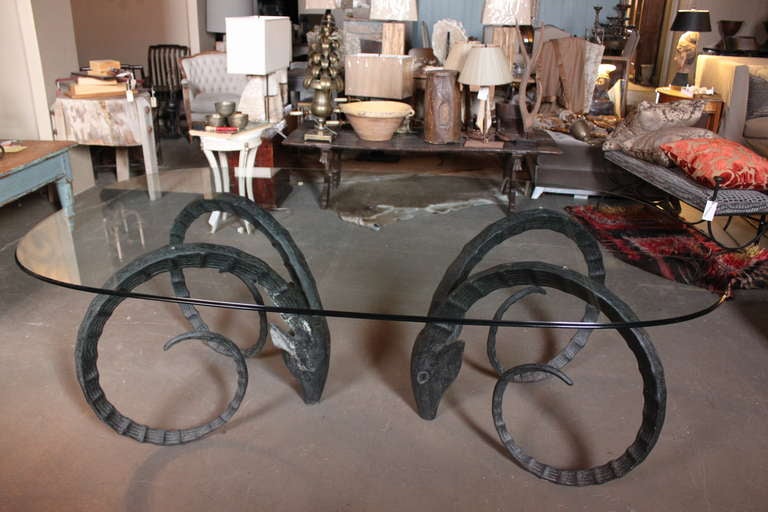 Modern 1970's Ibex Iron and Glass Dining Table or Desk