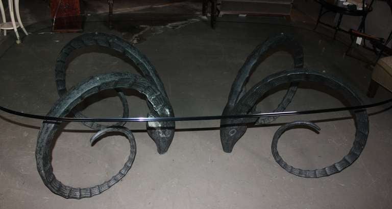 1970's Ibex Iron and Glass Dining Table or Desk In Excellent Condition In Charlotte, NC