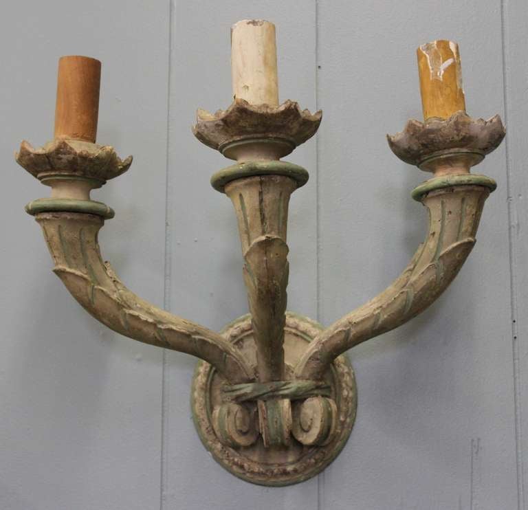 18th Century Italian Painted Wood Sconces