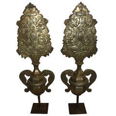 19th Century Italian Repousse Brass Fragment on Stands